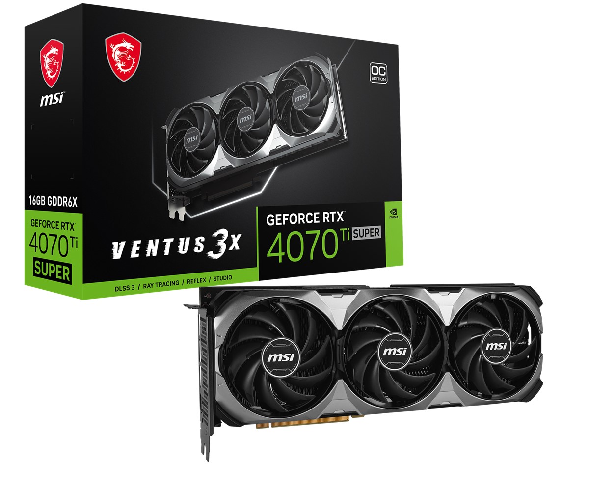 MSI VGA GEFORCE RTX 4070 TI SUPER 16G VENTUS 3X OC RTX4070TIS 16GB GDDR6X 256B DX12 PCIE 4.0 X16 (3XDP 1XHDMI)